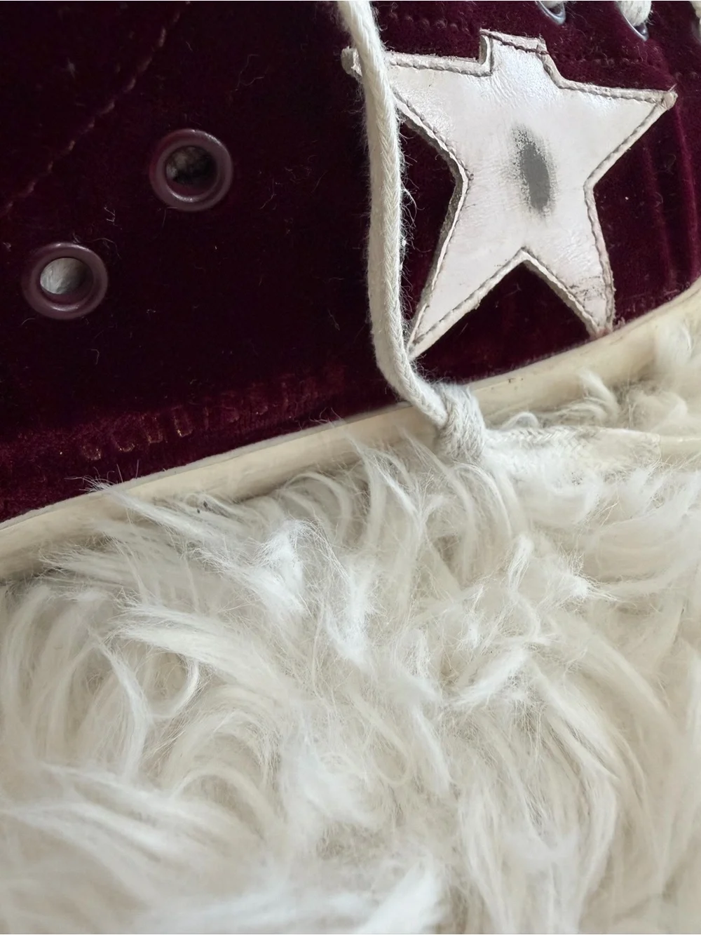 Golden Goose Super-Star Velvet Sneakers in Burgundy and White Size 39 US 9